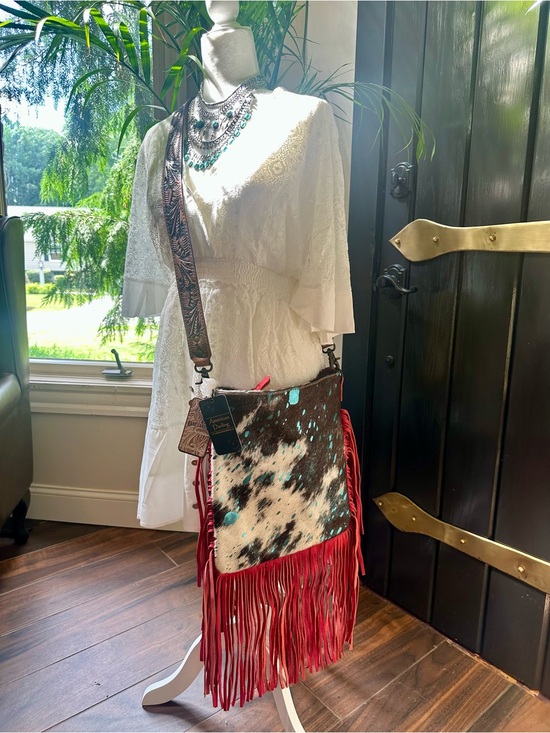 American Darling Handbags - AMERICAN DARLING genuine cowhide tooled leather crossbody messenger bag HOH NWT
